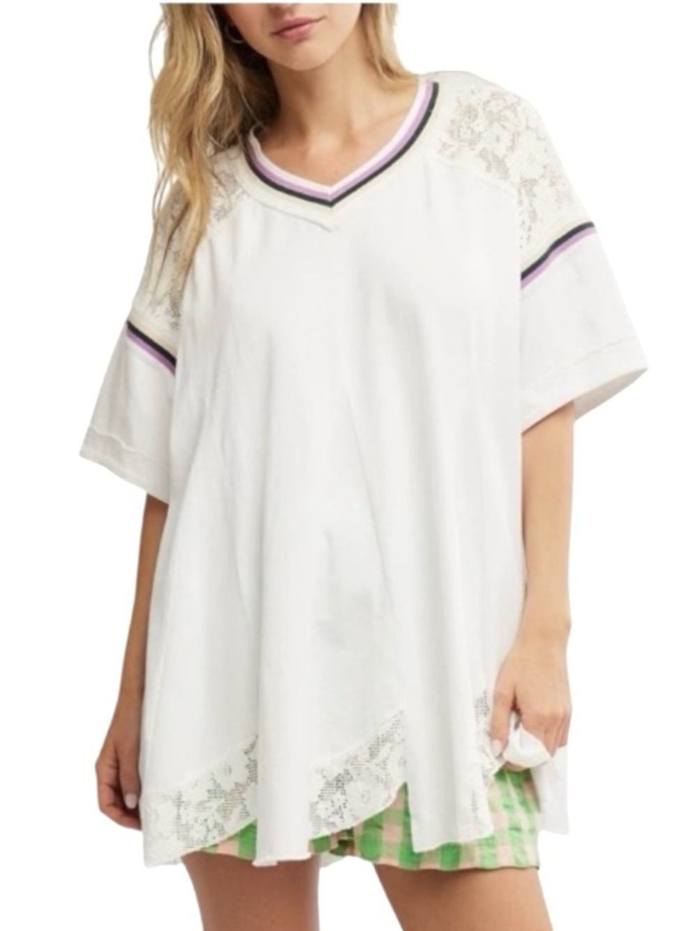 SALE!! NEW Free People Oversized Lace Trim Knockout Top - $128